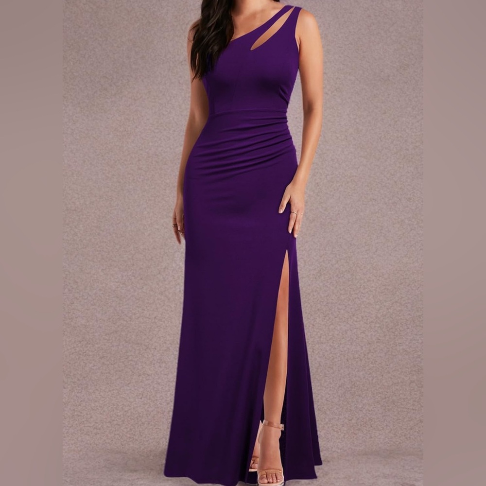 NWT Elegant fuschia One-Shoulder mermaid maxi dress